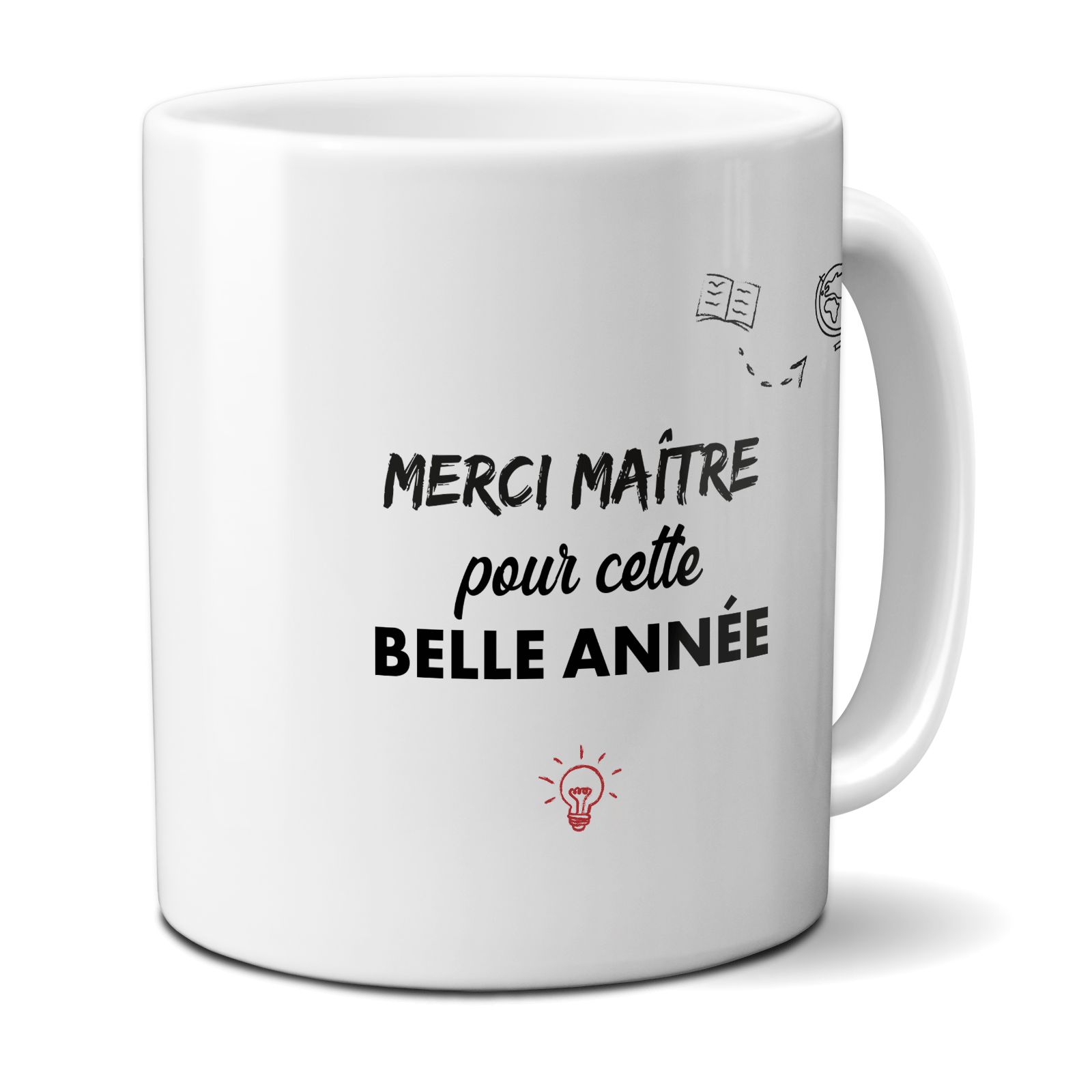 Mug personnalisable "merci maître" · pour enseignant · Idée cadeau fin d'année scolaire - 33 cl, Céramique - Imprimé en France