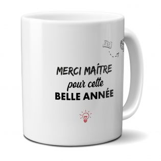 Mug personnalisable "merci maître" · pour enseignant · Idée cadeau fin d'année scolaire - 33 cl, Céramique - Imprimé en France