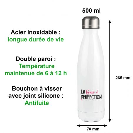 Pack de 2 Gourdes modèle Perfection personnalisables avec Prénom - Cadeau personnalisé couple - Pour son/sa chéri(e)