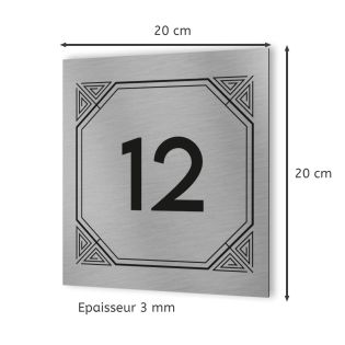 Numéro de rue extérieur à personnaliser - Panneau Dibond Aluminium - Numéro maison modèle Geometrique
