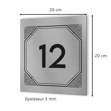 Numéro de rue extérieur à personnaliser - Panneau Dibond Aluminium - Numéro maison modèle Geometrique