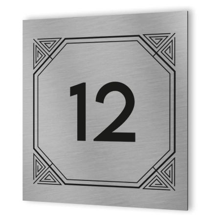 Numéro de rue extérieur à personnaliser - Panneau Dibond Aluminium - Numéro maison modèle Geometrique