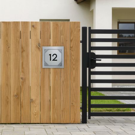 Numéro de rue extérieur à personnaliser - Panneau Dibond Aluminium - Numéro maison modèle Geometrique