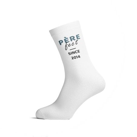 Chaussettes personnalisées Père-Fect - Accessoire homme en coton blanc - Confort optimal, tailles S à L, cadeau fête des pères o