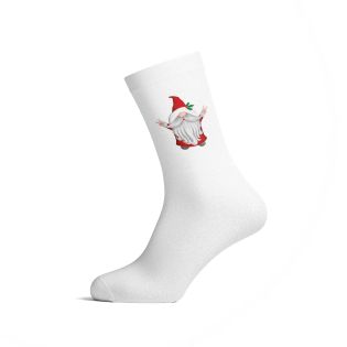 Chaussettes personnalisées Noël hautes blanches PMMA Père Noël Enguirlandé - Unisexes chaudes et confortables - Tailles S M L di