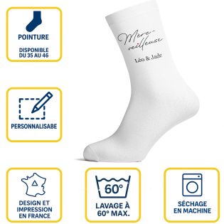 Chaussettes personnalisées Mère-Veilleuse - Cadeau anniversaire maman - Confort supérieur, style tendance - Tailles S, M, L disp