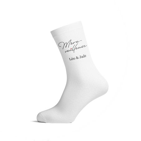 Chaussettes personnalisées Mère-Veilleuse - Cadeau anniversaire maman - Confort supérieur, style tendance - Tailles S, M, L disp