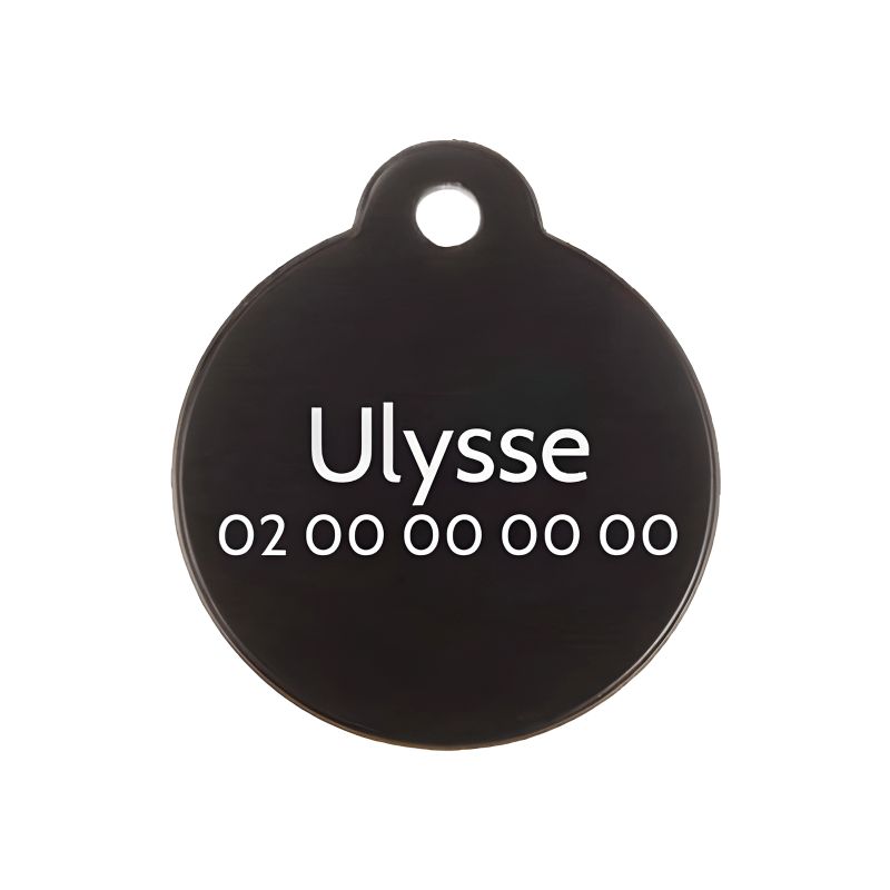 Médaille ronde Classic Noir pour chien ou chat à personnaliser par gravure - 1 à 2 lignes - Diamètre 27 mm Médaille ronde Classic Noir pour chien ou chat à personnaliser par gravure - 1 à 2 lignes - Diamètre 27 mm