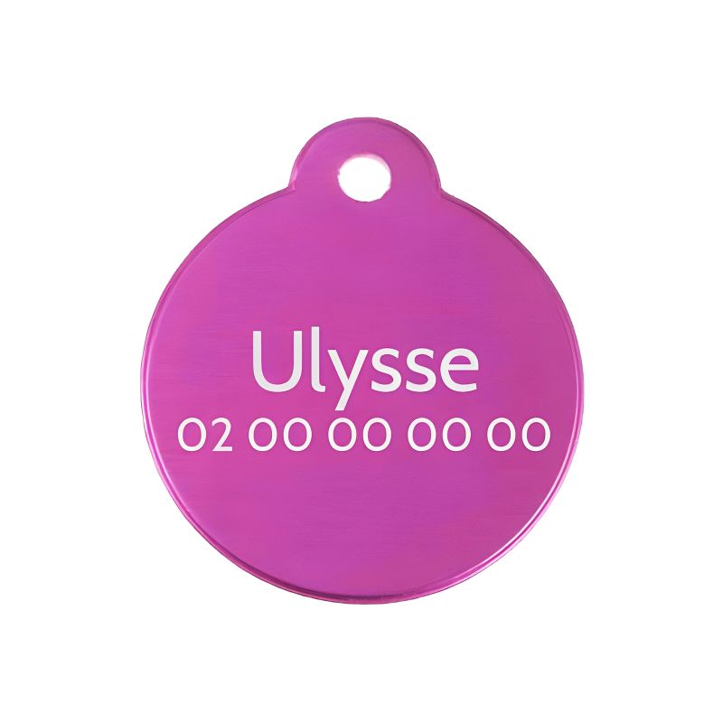 Médaille ronde Classic Rose pour chien ou chat à personnaliser par gravure - 1 à 2 lignes - Diamètre 27 mm Médaille ronde Classic Rose pour chien ou chat à personnaliser par gravure - 1 à 2 lignes - Diamètre 27 mm