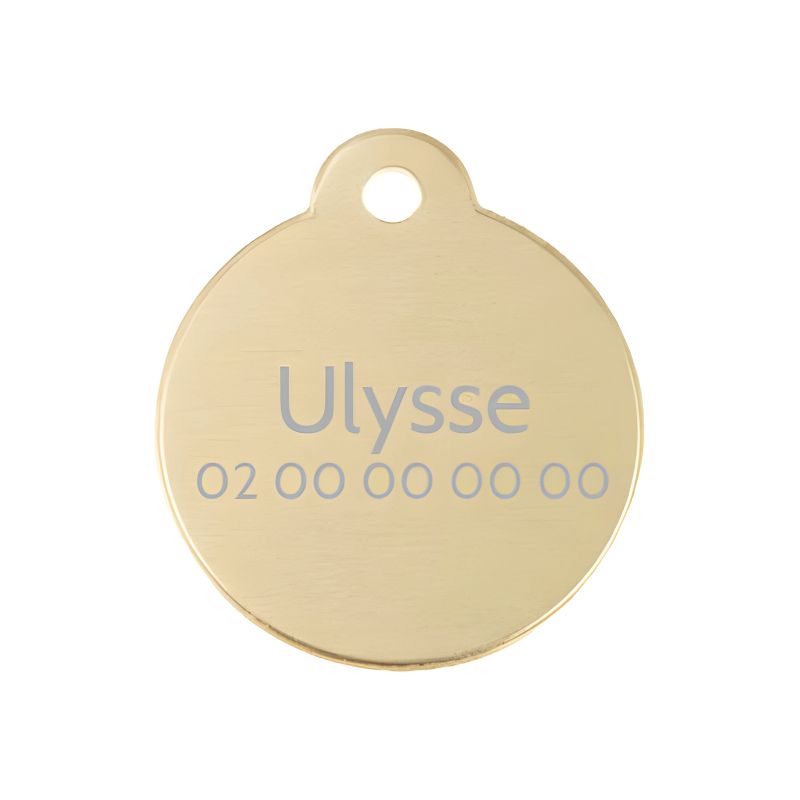 Médaille ronde Classic Or pour chien ou chat à personnaliser par gravure - 1 à 2 lignes - Diamètre 27 mm Médaille ronde Classic Or pour chien ou chat à personnaliser par gravure - 1 à 2 lignes - Diamètre 27 mm