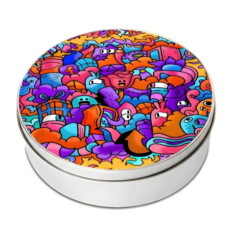 Boite ronde en métal personnalisable avec Texte et Photo - Boîte de rangement pour Thé, Café, Gâteaux