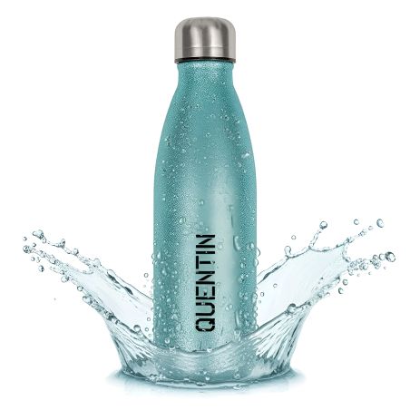 Bouteille isotherme personnalisée 500 ml - Acier inoxydable double paroi - Menthe pailletée élégante - Impression prénom, messag