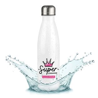 Bouteille isotherme personnalisable prénom - Inox, 50 cl - Gourde- Modèle Super Connasse - Cadeau Noël pour une Amie - Copine