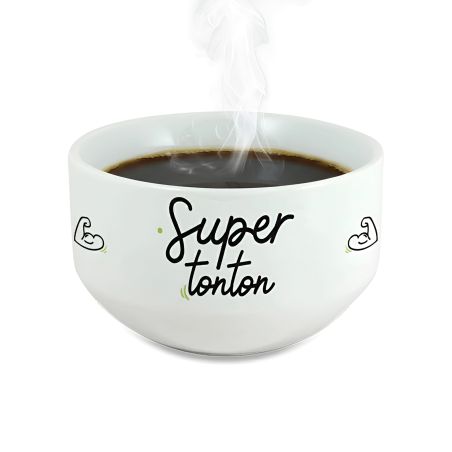 Bol personalisé petit déjeuner ou soupe modèle Super Tonton - Idée cadeau personnalisé pour son oncle