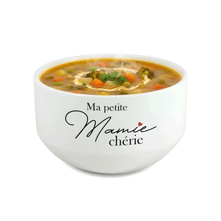 Bol personalisé petit déjeuner ou soupe modèle Ma Petite Mamie Chérie - Idée cadeau personnalisé grand-mère