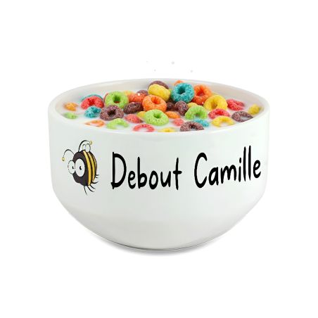 Bol petit-déjeuner personnalisé enfant – Motif animaux + prénom au choix – Cadeau original pour fille ou garçon