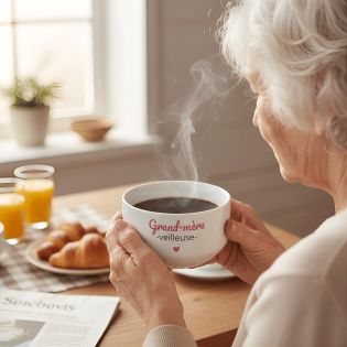 Bol petit déjeuner personnalisable Grand-mère-veilleuse · Idée cadeau personnalisé pour mamie