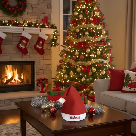 Bonnet Père Noël chapeau Noël enfant personnalisable avec un prénom - Cadeau Noël original 