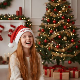 Bonnet Père Noël chapeau Noël enfant personnalisable avec un prénom - Cadeau Noël original 