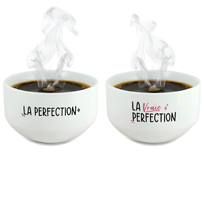 Pack de 2 bols modèle Perfection personnalisables avec Prénom - Cadeau personnalisé couple - Pour son/sa chéri(e) Pack de 2 bols modèle Perfection personnalisables avec Prénom - Cadeau personnalisé couple - Pour son/sa chéri(e)