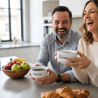 Pack de 2 bols modèle Perfection personnalisables avec Prénom - Cadeau personnalisé couple - Pour son/sa chéri(e)