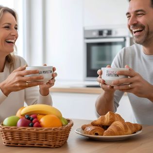 Pack de 2 bols modèle Perfection personnalisables avec Prénom - Cadeau personnalisé couple - Pour son/sa chéri(e)