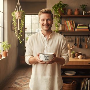 Bol personalisé petit déjeuner ou soupe modèle Super Tonton - Idée cadeau personnalisé pour son oncle