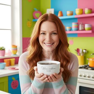 Bol à café - thé pour petit déjeuner personnalisé · Modèle Mère-veilleuse · Cadeau maman pour fête des mères