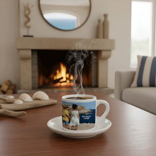 Tasse à café personnalisée expresso + soucoupe · Personnalisable avec texte et photo