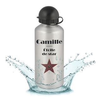Gourde aluminium 50cl personnalisée avec Prénom · Modèle réplique étoile Walk of Fame