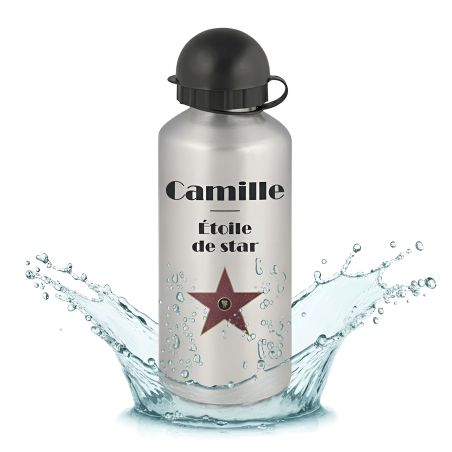 Gourde aluminium 50cl personnalisée avec Prénom · Modèle réplique étoile Walk of Fame
