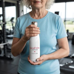 Bouteille isotherme personnalisable prénom - Inox, 50 cL - Modèle Grand-Mère-Veilleuse - Idée cadeau personnalisé Mamie 