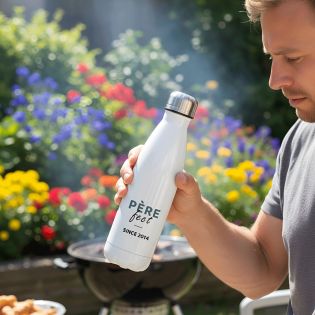Bouteille isotherme personnalisable prénom - Inox, 50 cL - Modèle Père-Fect - Cadeau Personnalisé pour son Papa