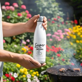 Bouteille isotherme personnalisable prénom - Inox, 50 cL - Modèle Super Tonton - Cadeau Personnalisé pour son oncle