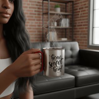 Tasse à café double paroi en inox avec Mousqueton personnalisable avec texte, photo et logo · 20 cl