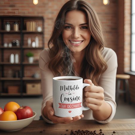 mugs et tasses à café : Mug personnalisable en céramique - Cousine qui Déchire - 33 cl, Céramique - Imprimé en France