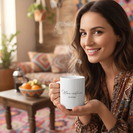 Mug en céramique blanc personnalisable "Mère-Veilleuse" · Cadeau anniversaire maman ou fête des mères - 33 cl, Céramique - Impri