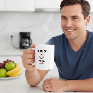 Mug en céramique blanc personnalisé avec Texte · Papa Poule · Cadeau anniversaire papa ou fête des pères - 33 cl, Céramique - Im