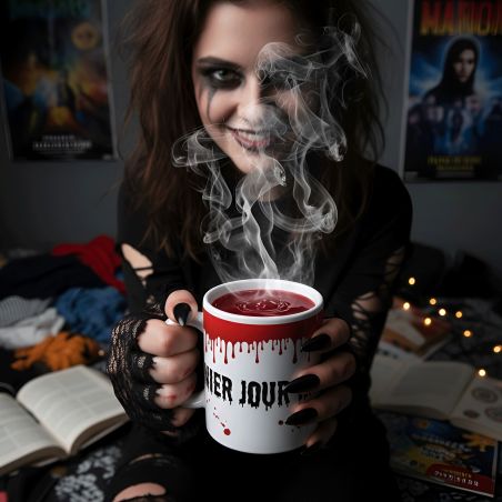 Mug rouge film d'horreur · Traces de sang - 33 cl, Céramique - Imprimé en France