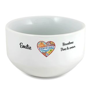 Bol petit déjeuner personnalisable Ville : Barcelone dans le coeur Bol petit déjeuner personnalisable Ville : Barcelone dans le coeur