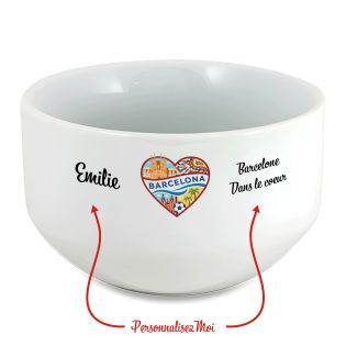 Bol petit déjeuner personnalisable Ville : Barcelone dans le coeur Bol petit déjeuner personnalisable Ville : Barcelone dans le coeur
