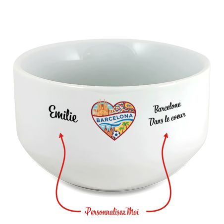 Bol petit déjeuner personnalisable Ville : Barcelone dans le coeur