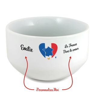 Bol petit déjeuner personnalisable Pays : La France dans le coeur