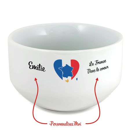 Bol petit déjeuner personnalisable Pays : La France dans le coeur