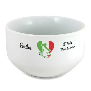 Bol petit déjeuner personnalisable Pays : L'Italie dans le coeur Bol petit déjeuner personnalisable Pays : L'Italie dans le coeur