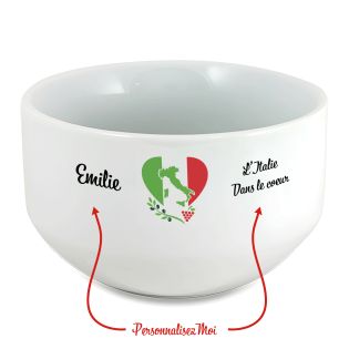 Bol petit déjeuner personnalisable Pays : L'Italie dans le coeur Bol petit déjeuner personnalisable Pays : L'Italie dans le coeur