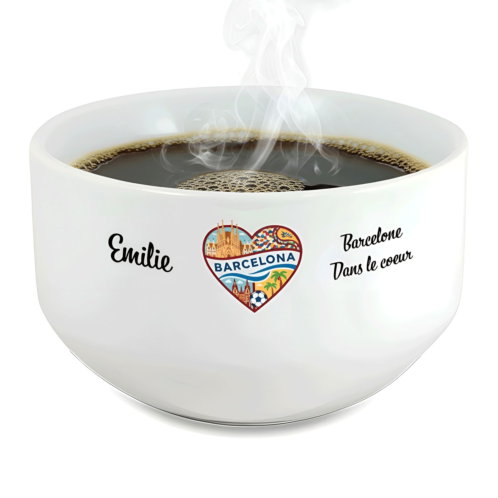 Bol petit déjeuner personnalisable Ville : Barcelone dans le coeur