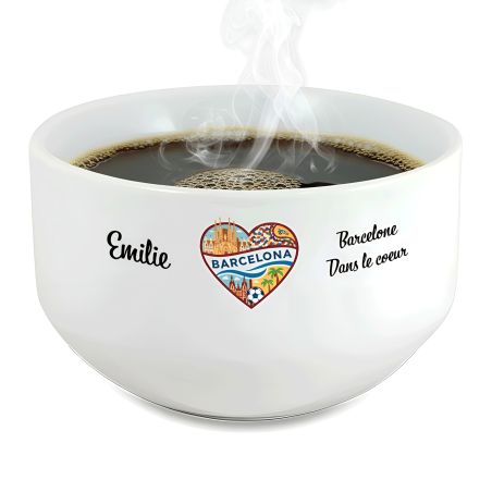 Bol petit déjeuner personnalisable Ville : Barcelone dans le coeur