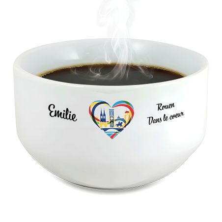 Bol petit déjeuner personnalisable Ville : Rouen dans le coeur