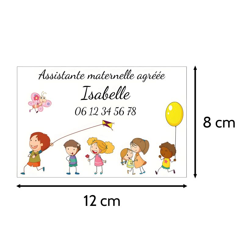 Pancarte Assistante Maternelle Métallisée - Plaque Professionnelle Personnalisable 15x20 Cm